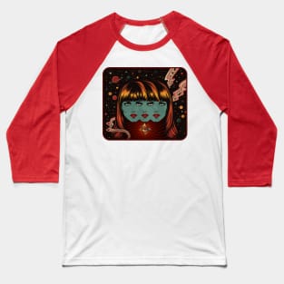 Cosmic Triad: Starry Fusion Baseball T-Shirt